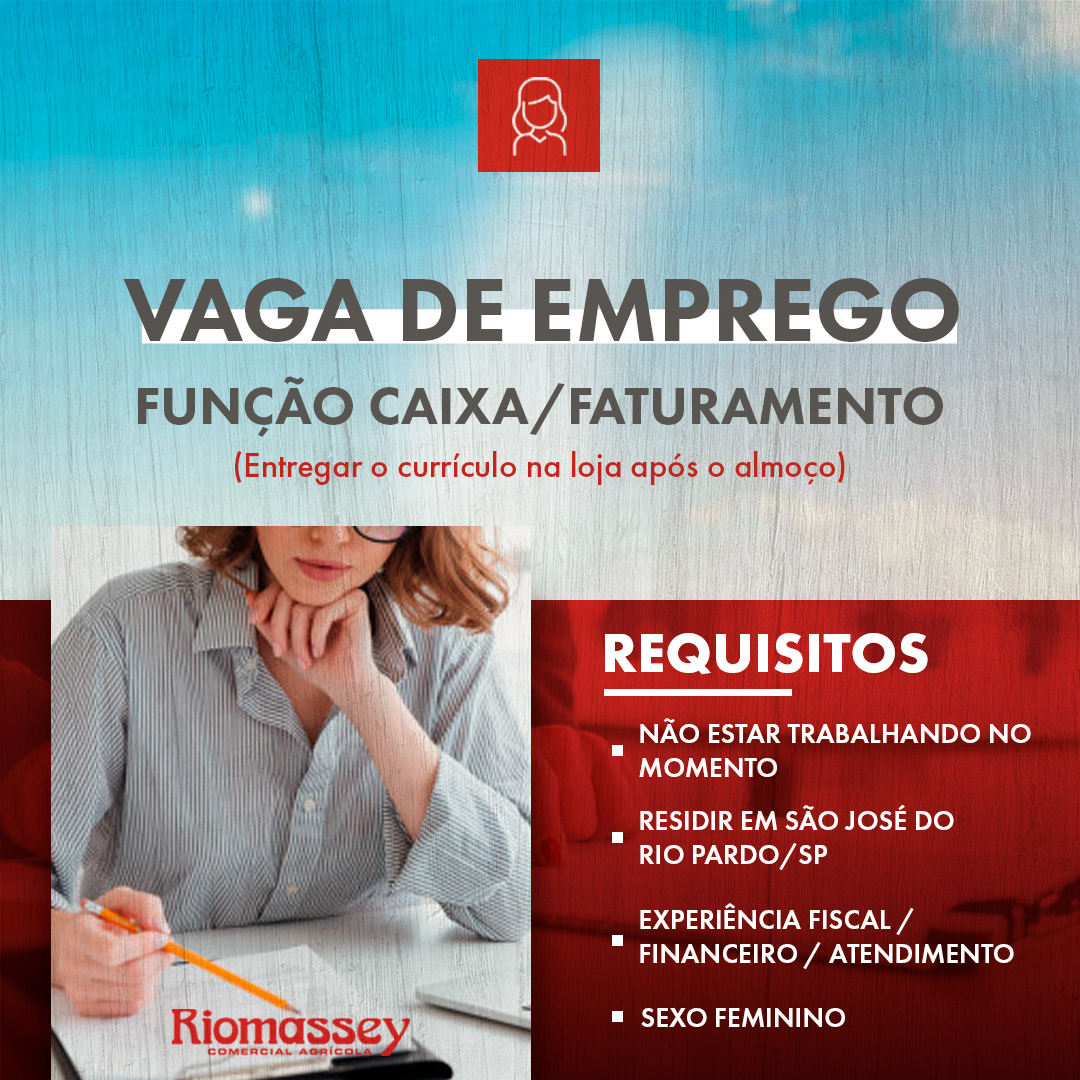 RIOMASSEY - Contratação caixa e faturamento